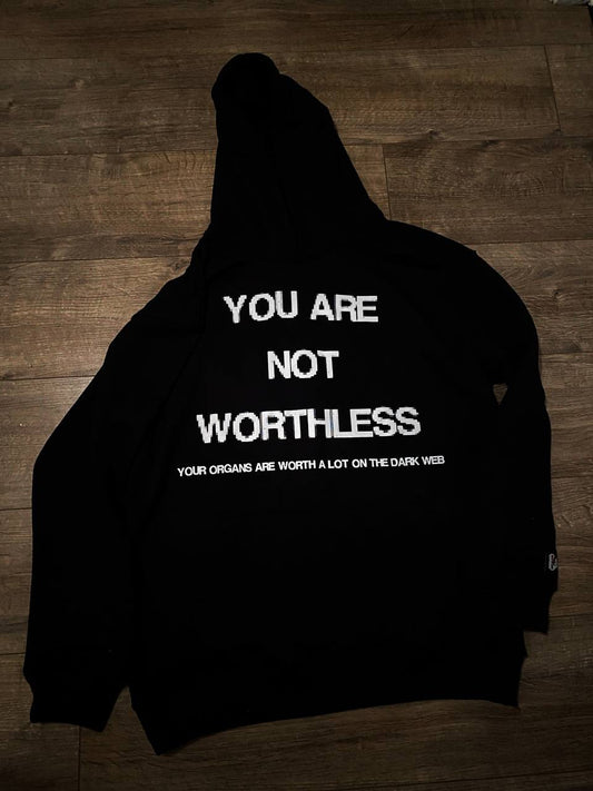 'WORTHLESS' HOODIE SIZE LARGE