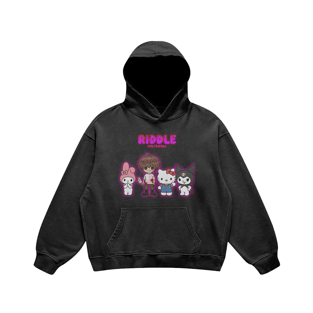 RIDDLE AND FRIENDS HOODIE BLACK / PURPLE