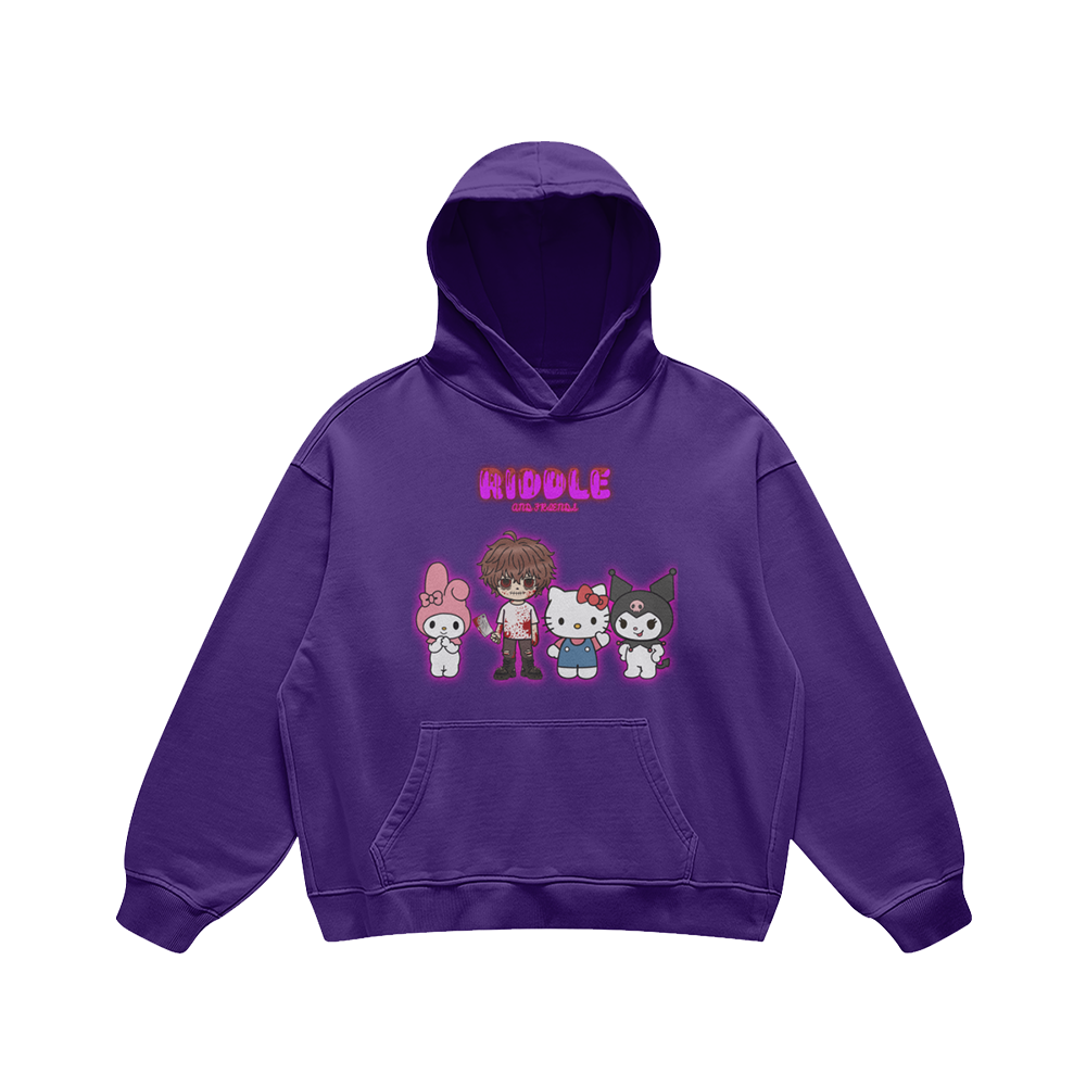 RIDDLE AND FRIENDS HOODIE BLACK / PURPLE