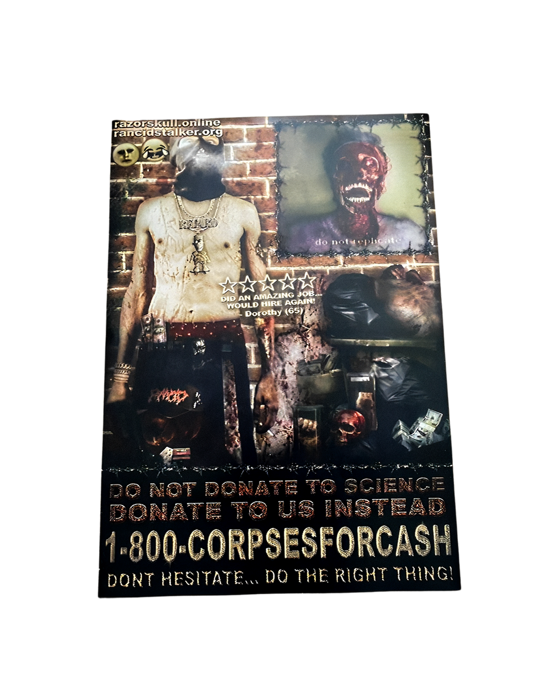 RAZORSKULL X RANCIDSTALKER - 'CORPSESFORCASH' POSTER (PRE-MADE)