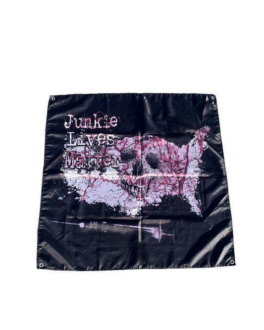 'JUNKIE LIVES MATTER' BLOODY FLAG (PRE-MADE)